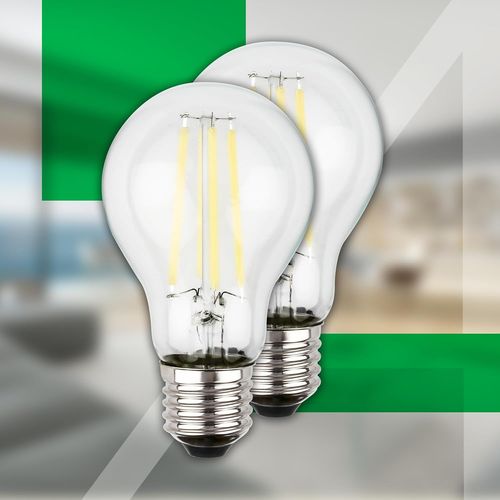 Kal-- Eek A Lot De 2 Lampes Led  Filament E27 A60, Lumire Blanc Chaud, 5w, 1055lm, Led, Ampoule Led, clairage Led, Ampoule Led, Lampes  Incandescence, Ampoule, 60x106 Mm