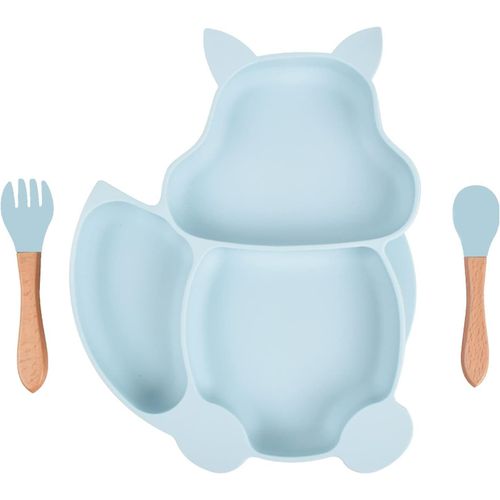 Kal-Ensemble Enfants Vaisselles Assiette  Ventouse Pour Bebe Silicone Bebe Assiette Napperon Set De Table En Silicone Vaisselle Bb Set Assiette,Pour Formation Manger (cureuil-Gris)