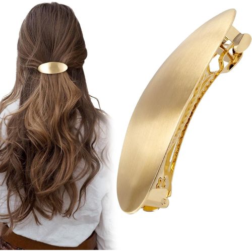 Kal-pingle  Cheveux Ovale Franaise En Mtal Dor Pour Femme - Grande Pince  Cheveux Pour Cheveux Fins - Accessoire De Cheveux lgant Accessoire Coiffure - Design En Mtal Robuste, Or, L