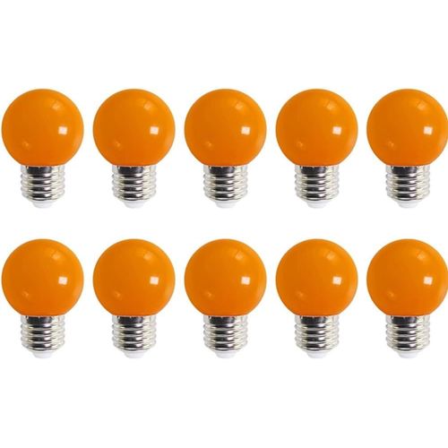 Kal-G45 E27 2w Ampoule Led Couleur, Lampe tanche, Festival, Carnaval, Orange Ampoules Multicolores 10pcs
