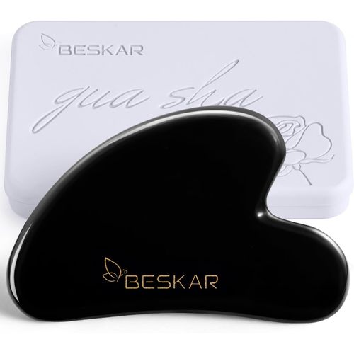 Kal-Gua Sha Outil Pour Le Visage, Pierre De Jade Naturelle Guasha Masseur Pour Sculpter La Mchoire, Raffermir La Peau Du Visage Et Rduire Le Rides, Outil De Massage Pour Guasha Le Visage (Noir)