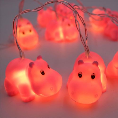 Kal-Guirlande Lumineuse  10 Led De 1,5 M - Motif Animaux De Dessin Anim - Pour Chambre  Coucher - Fonctionne Avec Piles - Pour Chambre  Coucher, Anniversaire, Fte - Dcoration (Hippopotame)