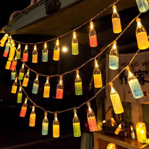 Kal-Guirlande Lumineuse Led Avec Design Bouteille - 1,5 M - 10 Led - Fonctionne Avec Piles - Dcoration D't Pour Bar, Fte, Mariage, Jardin, Bistrots, Intrieur Et Extrieur