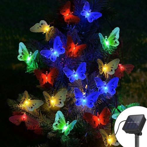 Kal-Guirlande Lumineuse Solaire, 12led Papillon Lumineuses Solaires Exterieur 8 Modes Ip65 Etanche Lampion Solaire Exterieur Lumires De Paysage Pour Jardin, Terrasse, Nol, Balcon, Fte