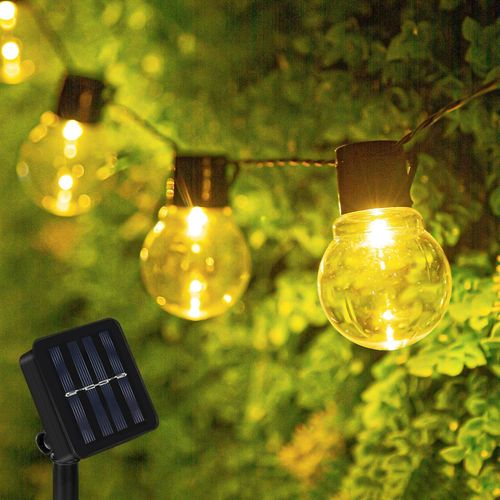 Kal-Guirlande Lumineuse Solaire D'extrieur - 3,5 M - 10 Led - 8 Modes - tanche Ip65 - Blanc Chaud - clairage Pour Fte, Jardin, Cour, Balcon