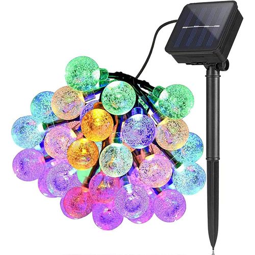 Kal-Guirlande Lumineuse Solaire D'extrieur Rsistante Aux Intempries, 30 Led, 8 Modes, 6,5 M, Lampions Solaires Extrieur/Intrieur Pour Jardin, Arbres, Mariages, Ftes, Nol (Multicolore)