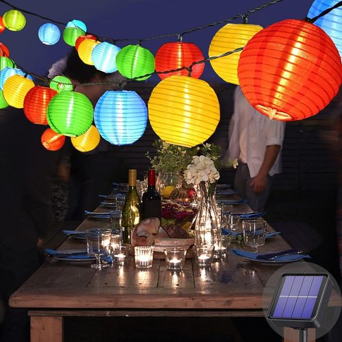 Kal-Guirlande Lumineuse Solaire Lampion Extrieur, 6 Mtres 20 Lanternes Led 8 Modes clairage Solaire tanche Pour Jardin, Balcon, Cour, Mariage, Dcoration De Fte (Color)
