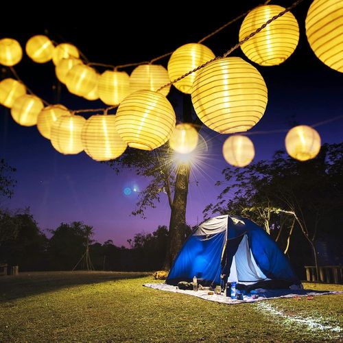 Kal-Guirlande Lumineuses Solaire, 6m 30 Led Lanterne Guirlande Extrieure 8 Modes tanche Lampion Lampe Dcorative Pour Jardin Terrasse Cour Balcon Mariage Fte Patio Nol Interieur, Blanc Chaud