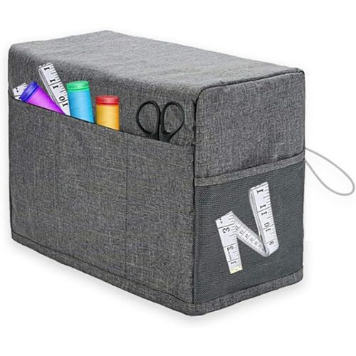 Kal-Housse De Machine  Coudre,Cache-Poussire, Housse De Machine  Coudre Avec Poches De Rangement,Housse De Machine  Coudre Pliable, Cache-Poussire Pour Machine  Coudre,Couverture Durable,Gris
