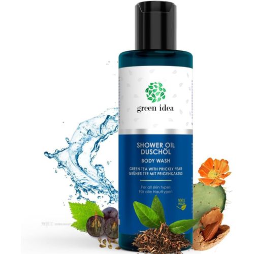 Kal-- Huile De Douche Th Vert  L'opuncia | Vgtalien | Sles Gratuit | limine En Douceur Les Impurets De La Peau Sans La Desscher | Parfum Frais Et Harmonieux | Sans Conservateurs 200 Ml