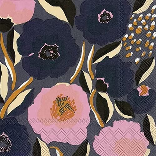 Kal-Ihr Rosarium Lot De 20 Serviettes De Table Carres En Papier 3 Plis Bleu 33 Cm