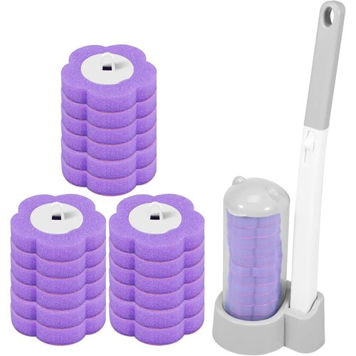 Kal-Kit De Nettoyage Pour Toilettes, Brosse De Toilette Avec Poigne De Nettoyage, Systme De Nettoyage Pour vier, Baignoire, Lavabo, Serpillre, Piscine (Poigne Grise + Panier De Rangement + 18 T