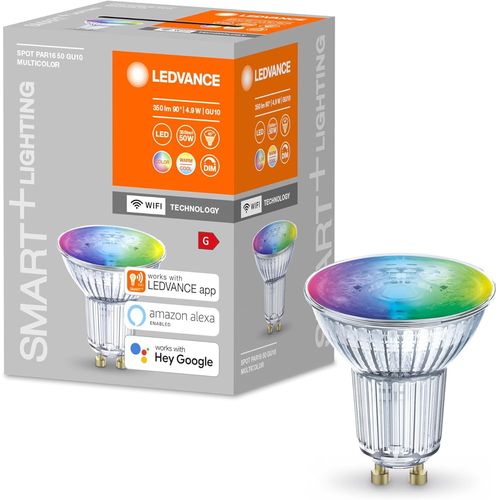 Kal-Lampe  Rflecteur Led Intelligente Avec Technologie Wifi, Base Gu10, Couleur De La Lumire Variable (2700-6500k), Couleurs Rvb Variables, Dimmable, Remplacement 50w, Spot Rgbw, Paquet De 1