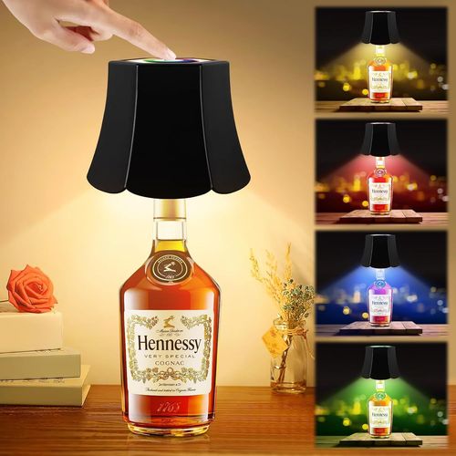 Kal-Lampe De Bouteille Led Rvb, Lampe De Table Led Sans Fil Rechargeable Par Usb, Luminosit Et Couleur De Lumire Rglables, Lampe De Bouteille (Fleurs, Noir)