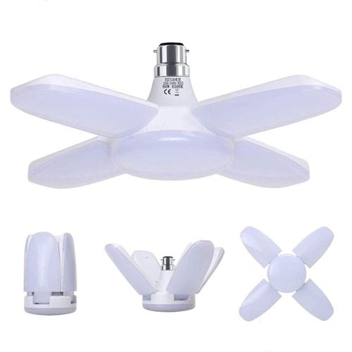 Kal-Lampe De Garage  Baonnette B22 60w, Blanc Froid 6500k 6800lm clairage De Plafond  Led Dformable Avec 4 Panneaux Ajustables, Pour Garages, Sous Sols, Entrepts, Gymnases (Lot De 1)
