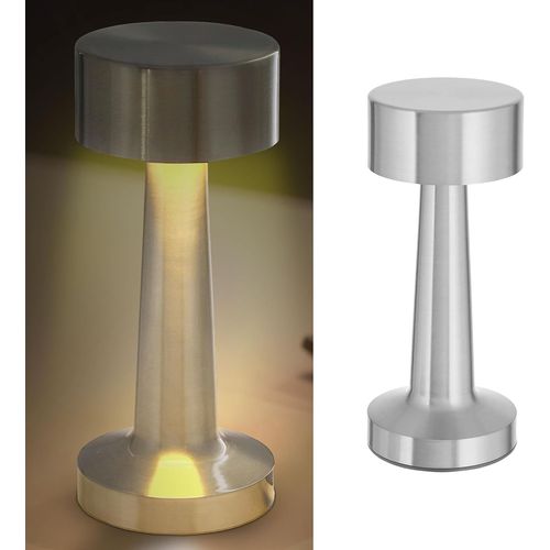Kal-Lampe De Table Avec Fonction Tactile, Fer Argent, 3 Tons De Blanc Froid/Chaud/Blanc Pur, 9 X 21 Cm, Cble Usb Rechargeable  Intensit Variable, 1 Lampe De Table Lucinella Argente