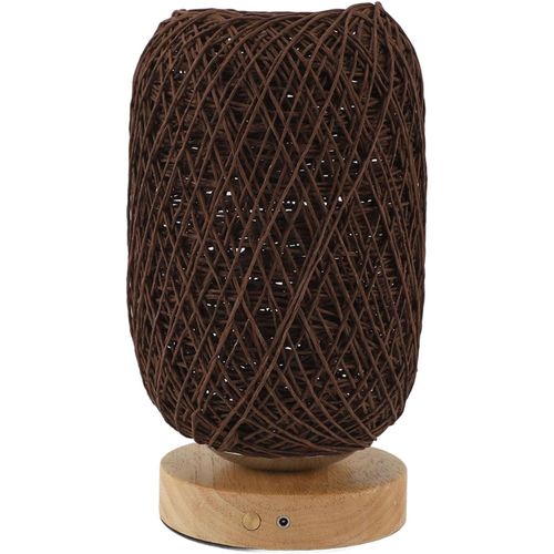 Kal-Lampe De Table En Bois De Rotin, Lampe De Chevet Rtro  Intensit Variable En Continu Avec Design Portable, Pour Chambre  Coucher, Salon, Bureau, Lumire Chaude Vintage Led