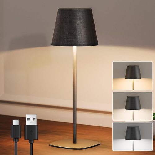 Kal-Lampe De Table Led  Intensit Variable, Sans Fil Avec Tactile, Intensit Rglable En Hauteur, Ip44, tanche, Avec Port Usb-C, Pour Restaurant, Fte, Noir