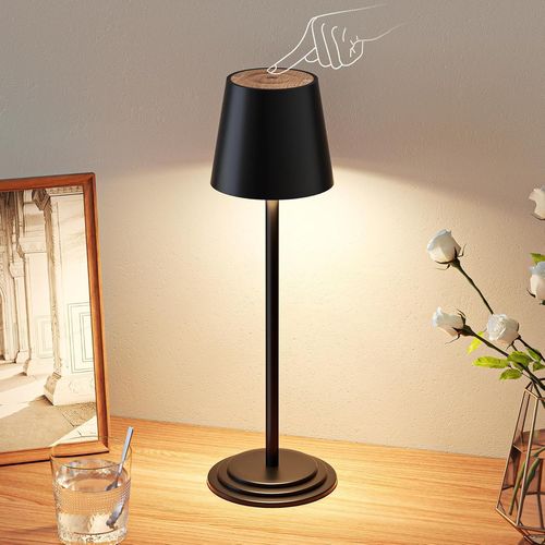 Kal-Lampe De Table Led Sans Fil  Intensit Variable - Lampe Tactile D'extrieur Avec Grain De Bois - Lampe De Table tanche Pour Bureau, Restaurant, Chambre  Coucher, Bar