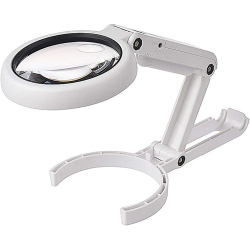 Kal-Lampe De Table Loupe Super Lumineuse 5x 11x  Double Usage Avec 8 Lumires Led Et Support Antidrapant (Blanc)