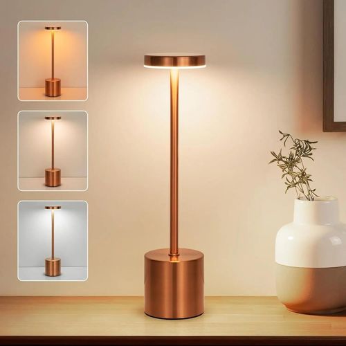 Kal-Lampe De Table Sans Fil  Intensit Variable, Rechargeable, Couleur De Lumire Chaude, Usb-C, Aluminium, Commande Tactile, 3000 K-6000 K, 30 Lm, 8 X 8 X 34 Cm (Rose)