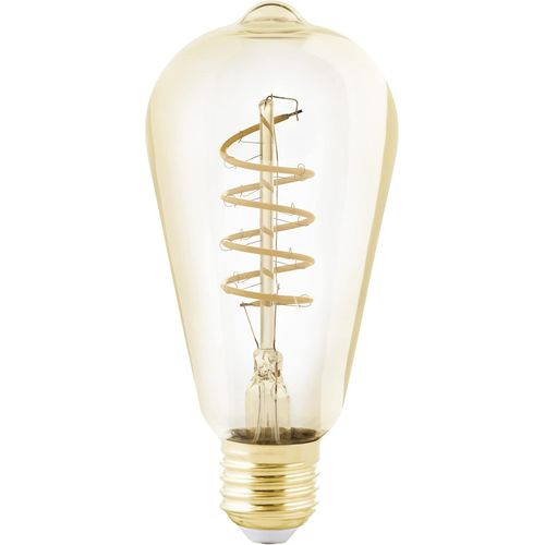 Kal-Lampe Led E27 Dimmable, Filament Vintage Spirale, Ampoule Edison Forme De Piston, clairage Rtro, 4 Watts (Correspond  25 Watts), 245 Lumens, Blanc Chaud, Ambr, 2200 Kelvin, St64,  6,4 Cm