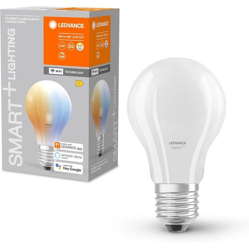 Kal-Lampe Led Intelligente Avec Technologie Wifi, E27-Base, Verre Dpoli ,Couleur De Lumire Modifiable (2700k-6500k), 806 Lumen, Remplacement De La Traditionnelle 60w-Ampoules 1-Pack