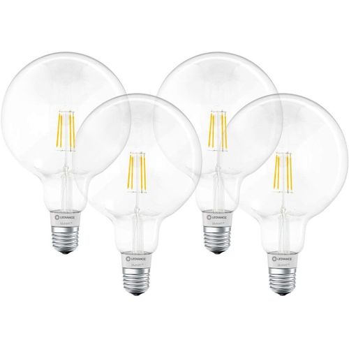Kal-Lampe Smart Led Avec Bluetooth, Globe  Filament, E27, Dimmable, Blanc Chaud(2700k),Remplace Les Lampes  Incandescence Par 50w,Contrlable Avec Alexa,Google Et Apple,Smart+ Bt Globe,Lot De 4