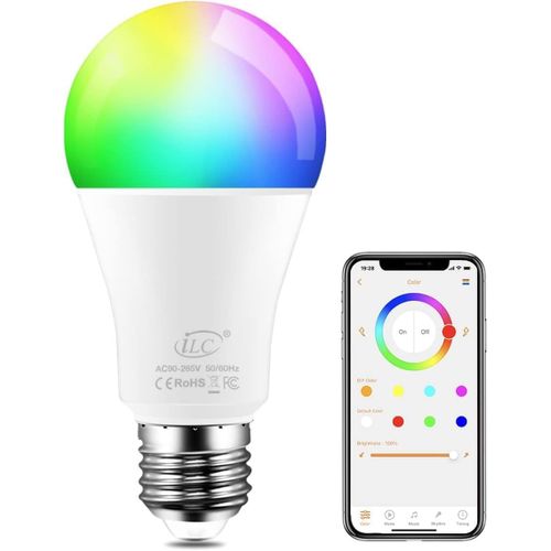 Kal-Led Ampoule Connecte Alexa (Appareils Echo Requis) 10w, Rgbw Changement De Couleur Synchro  La Musique E27 Edison Rgb Ampoule Multicolore Lampes (1 Paquets)