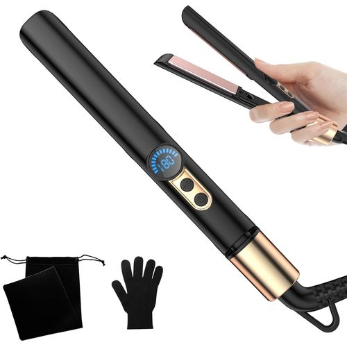 Kal-Lisseur Cheveux, Ionique Lisseur, Mini Fer  Lisser Voyage 2 In 1, Lisseur Pour Cheveux Courts, 4 Rglages De Temprature Pour Tous Types De Cheveux, Arrt Auto En 60 Mins Avec cran Lcd