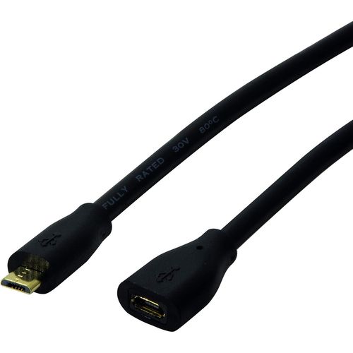 KAL-LogiLink CU0122 cble USB 1,5 m Micro-USB B Mle Femelle Noir - Cbles USB (1,5 m, Micro-USB B, Micro-USB B, 2.0, 480 Mbit/s, Noir)