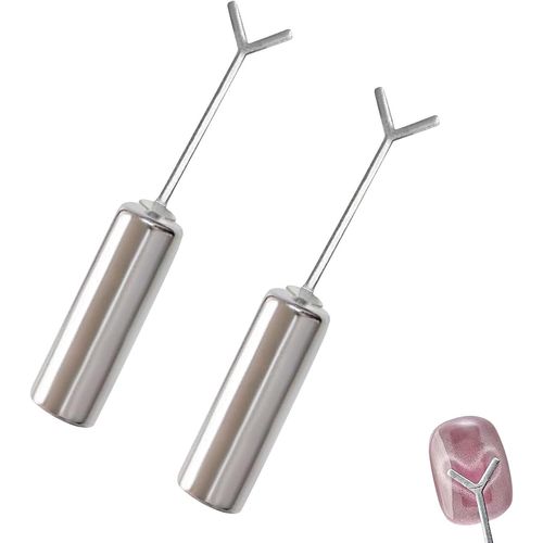 KAL-Lot De 2 Aimants ?il De Chat En Forme De Y Pour La Conception D'Ongles En Forme De C?ur -Kit Professionnel 2 En 1 Avec Plaque De Guidage En Mtal -Compatible Avec Tous Les Vernis  Ongles