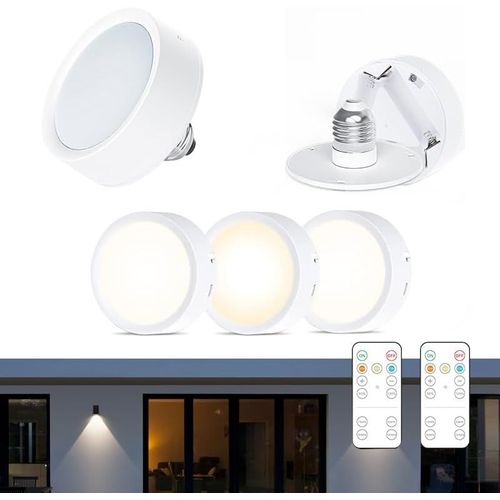 Kal-Lot De 2 Ampoules Led  Piles Avec Minuterie Et 3 Tempratures De Couleur, E26/E27,  Intensit Variable Pour Lampes Non Cbles, Applique Murale, Maison