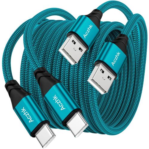 Kal-Lot De 2 Cbles Usb C - 1 M - Type C - Chargeur Rapide - En Nylon Tress - Pour Huawei P30, P20, P40, Google Pixel, Sony Xperia, Interrupteur, Samsung Galaxy S21 S20 S10 S9 A12 A20e A21s A40 A51