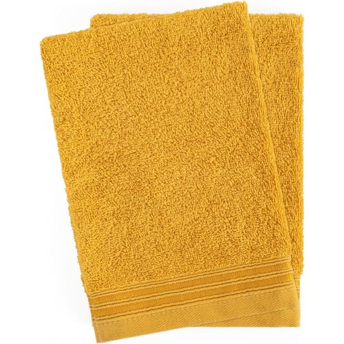 Kal-Lot De 2 Gants De Toilette 15 X 22 Cm, 100 % Coton Avec Gant De Toilette En Tissu ponge, Qualit Super Douce Et Rsistante, Moutarde