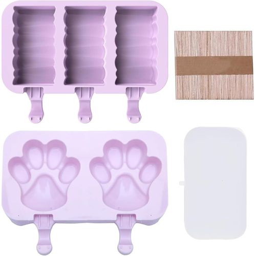 Kal-Lot De 2 Moules  Glace, En Silicone, Avec 100 Tiges En Bois, Moules  Glace, Moule  Gteau, Moule  Glace, Moule  Glace, Moule  Glace, Moule  Popsicle Pour Bricolage Cratif (V)