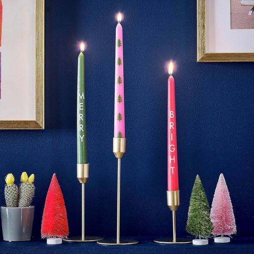 Kal-Lot De 3 Bougies De Nol Joyeuses Et Lumineuses Pour Table Multicolore 2,2 Cm