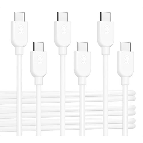 KAL-Lot de 3 cbles de charge USB C avec Power Delivery 60W - 0,9m (cable USB C vers USB C) en blanc, compatible avec iPhone 15/15 Pro/15 Plus, iPad Pro, Samsung Galaxy S23