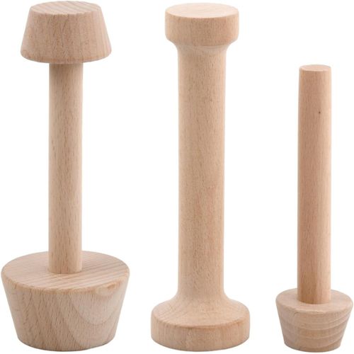 KAL-Lot De 3 Presse-Tartes En Bois Double Face -Outil De Ptisserie Pour Tartelettes Aux ?ufs -Pilon  Tartelettes Moka Diy -Outil De Ptisserie Pour Mini Tartelettes Aux ?ufs, Gteaux Au