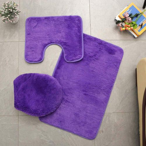 Kal-Lot De 3 Tapis Salle De Bain Doux Et Absorbants Antidrapants Tapis De Toilette Wc Contour Schage Rapide Lavable En Machine (Violet Vif)
