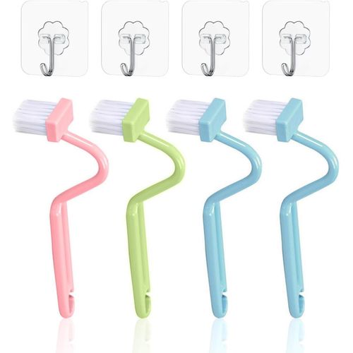 Kal-Lot De 4 Brosses De Nettoyage Pour Sige De Toilette, Brosse Wc Avec Nettoyeur De Bords, Petite Brosse Wc, Brosse Fendue, Brosse Wc Incurve (Multicolore)
