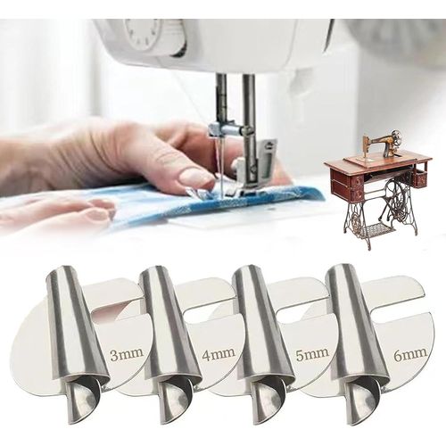 Kal-Lot De 4 Pieds Presseurs Pour Ourlet Roul, Pour Couture Universelle, Rouleau Inhibiteur, Large Guide De Couture troit, Pour Machine  Coudre  Ourlet Roul, Pour Un Usage Domestique Et