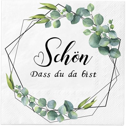 Kal-Lot De 40 Serviettes En Papier  3 Couches Pour Communion, Confirmation, Dcoration De Table Pour Mariage, Baptme, Anniversaire, Mariage, Baptme, Clbration, Vert Eucalyptus, Fte