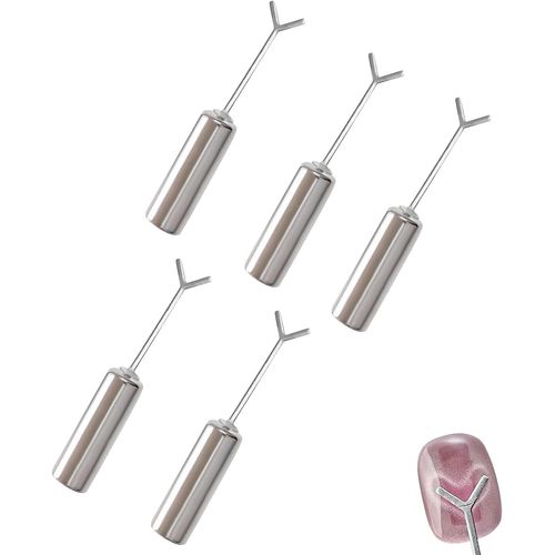 KAL-Lot De 5 Aimants En Forme De ?il De Chat En Forme De Y Pour La Conception D'Ongles En Forme De C?ur, Kit Professionnel 2 En 1 Avec Plaque De Guidage En Mtal, Compatible Avec Tous Les Vernis  On