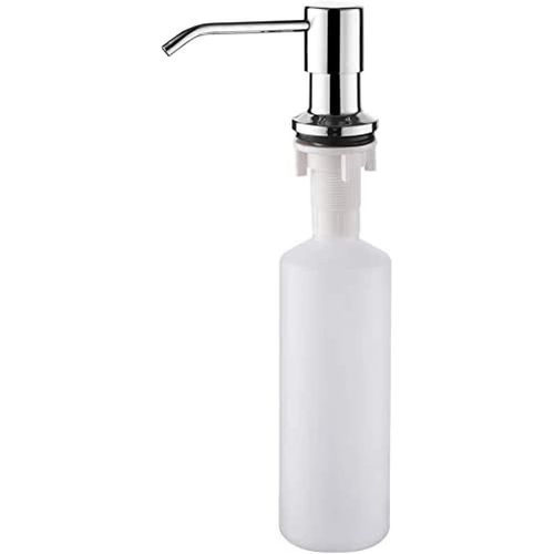Kal-M34027, Distributeur De Savon Pour vier De Cuisine 500ml, Diffuseur Pompe Liquide, Cach Distributeur Liquide Vaisselle, Chrome, Argent