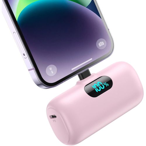 Kal-Mini Batterie Externe Pour Iphone 5000mah, Mise  Niveau 15w Pd 3.0a Charge Rapide, Compact Et Lger Power Bank cran Lcd Chargeur Portable Compatible Avec Iphone 14/14 Pro Max/13/12/11/X/8/7/6 -