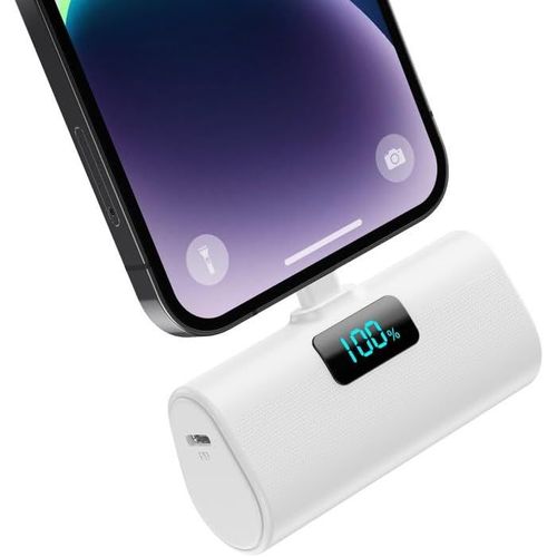 Kal-Mini Batterie Externe Pour Iphone 5200mah Power Bank Ultra-Compact Et Lger 20w Pd Charge Rapide Chargeur Externe Avec cran Lcd, Petit Batterie Portable Compatible Avec Ipohone 14/13/11/X/8/Se -