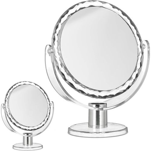 Kal-Miroir De Maquillage Grossissant, Lot De 2,  Poser Miroir Rond Pivotant Sur Pied Hxlxp: 23 X 19 X 10 Cm, Transparent