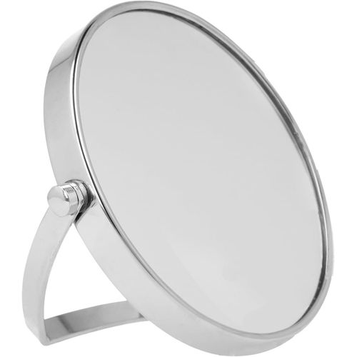 Kal-Miroir De Maquillage - Miroir Sur Pied Pour Salle De Bain Et Coiffeuse - Miroir Rond Avec Vue Normale Et Grossissement 5x - Miroir De Maquillage Argent Chrom