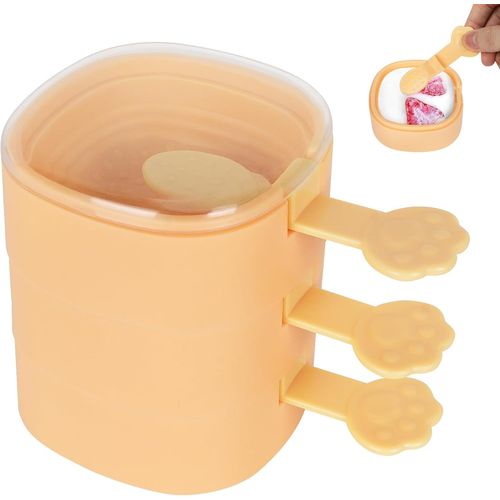Kal-Moules  Glaces En Silicone Multi-Couches Avec Couvercle, Moule  Sucettes Glaces En Forme De Chat Avec Btons, Rcipients De Stockage Des Aliments Faits Maison (Jaune)